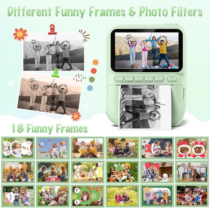 Cámara para Niños con Impresión Instantánea, 3.0" HD 32MP 1080P...