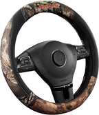 Mossy Oak Funda de volante de camuflaje completa, hecha de cuero de primera calidad, ajuste universal para 14 1/2 a 15 pulgadas, producto oficial con licencia, color negro