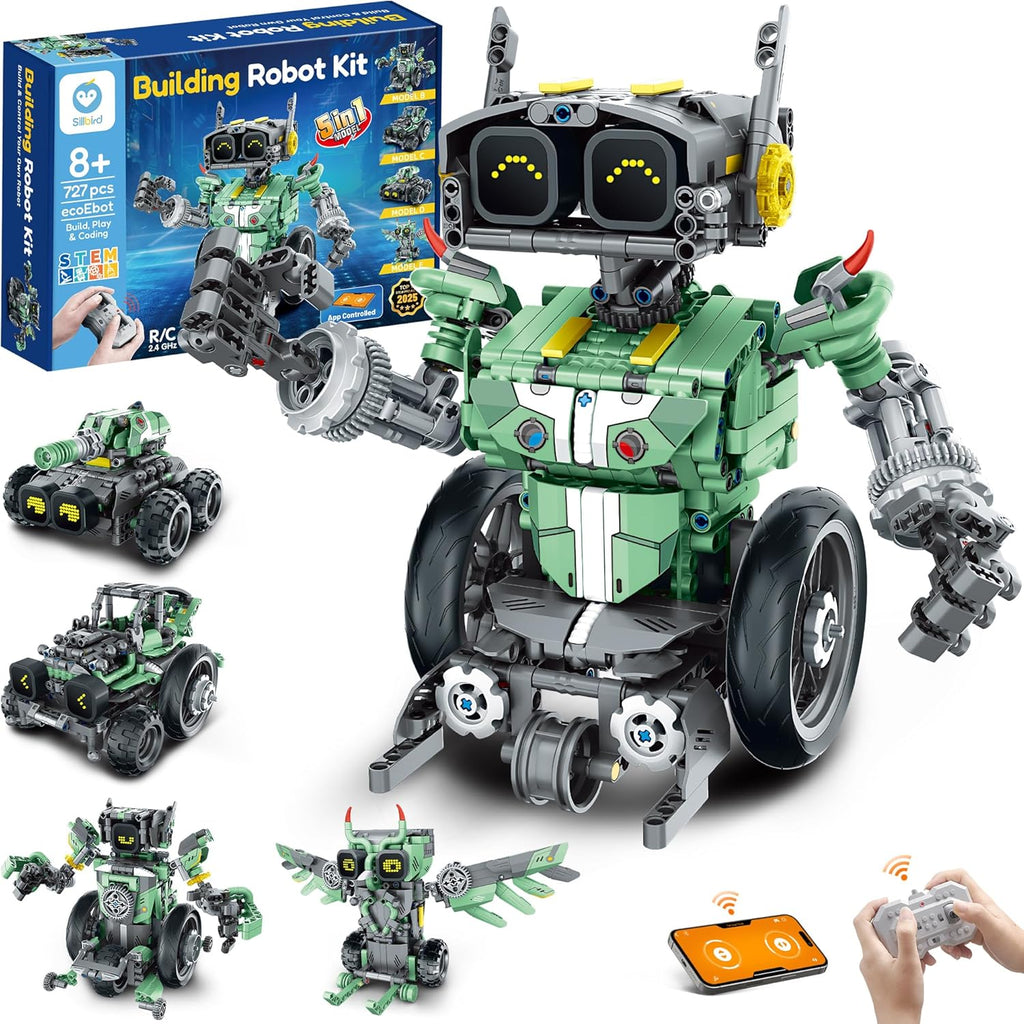 Sillbird Kit de construcción de automóviles robot con control remoto, Verde