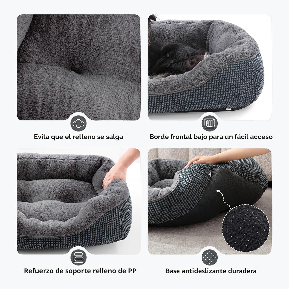 Cama para perros pequeños para perros pequeños, camas para gatos de interior, lavable, cama ortopédica para perros, cama cálida suave y calmante para cachorros, cama duradera para mascotas con parte inferior antideslizante S (20 x 19 x 6 pulgadas)
