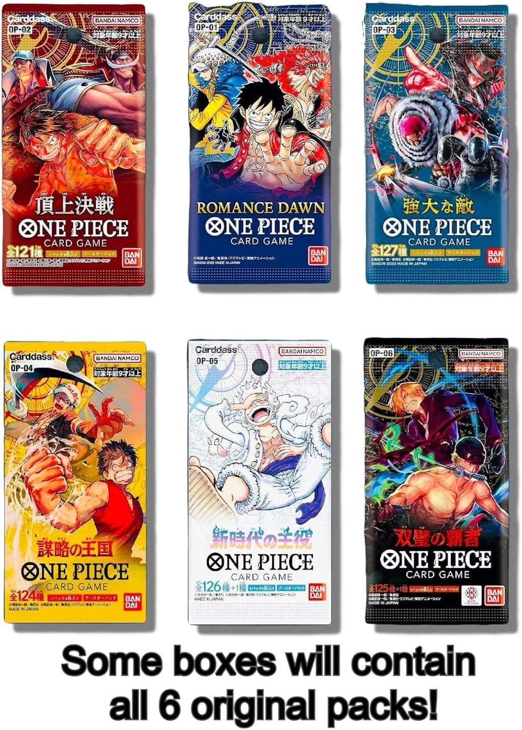 Caja de inicio de colección de tarjetas de una pieza │ 6 paquetes de refuerzo sellados (japonés) │ Juegos surtidos - Sin paquetes duplicados │ 22 lanzamientos y crecimiento │ 1 de cada 20 cajas contiene una tarjeta calificada │ por Slabs of Heat