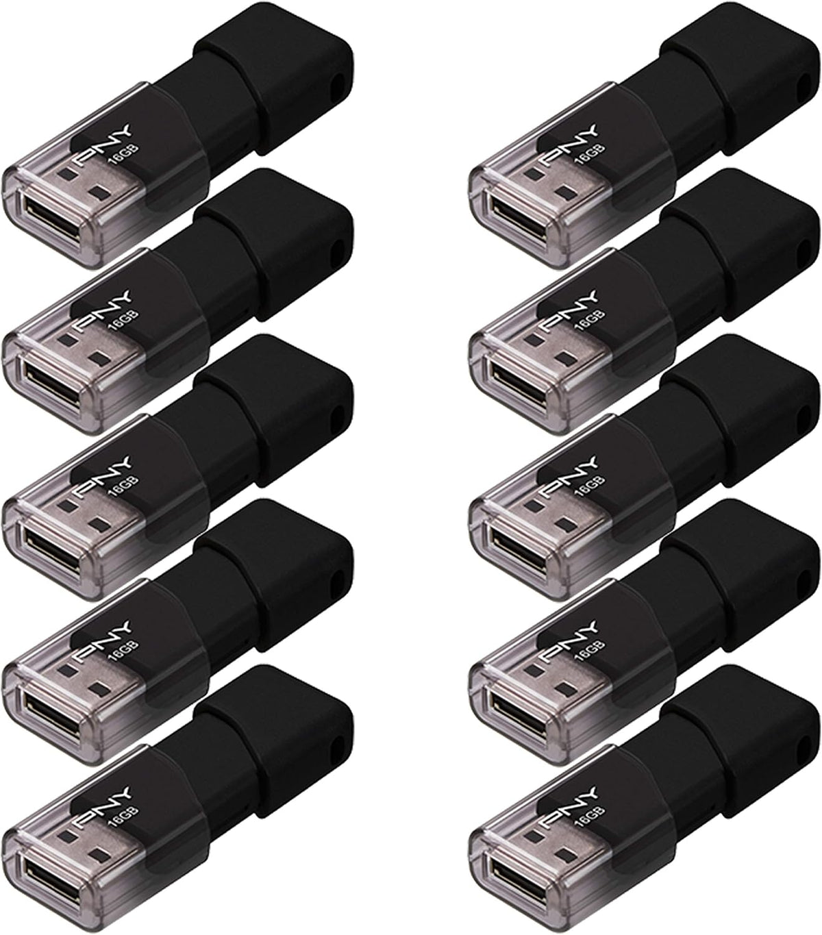PNY Unidad flash USB 2.0 Attaché 3 de 16 GB, color negro (paquete d...