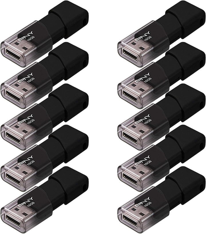 PNY Unidad flash USB 2.0 Attaché 3 de 16 GB, color negro (paquete d...