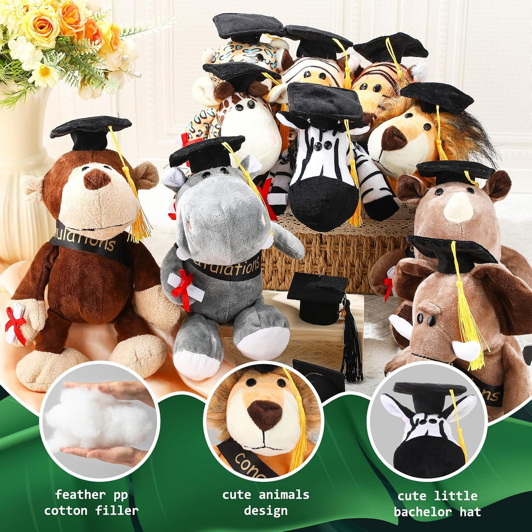 HyDren Juego de 10 animales de peluche de safari de graduación de 9...