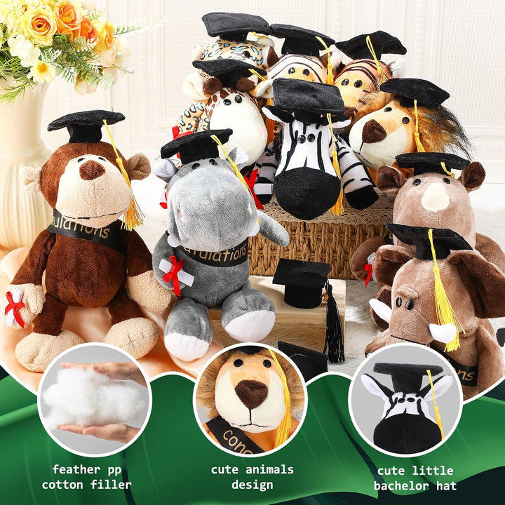 HyDren Juego de 10 animales de peluche de safari de graduación de 9...