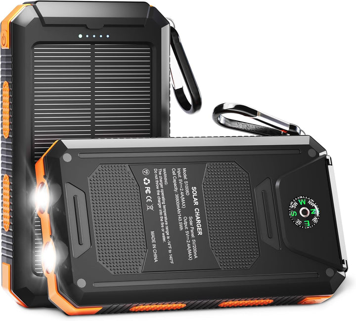 Cargador solar, 38800mAh portátil tipo C banco de energía solar par...