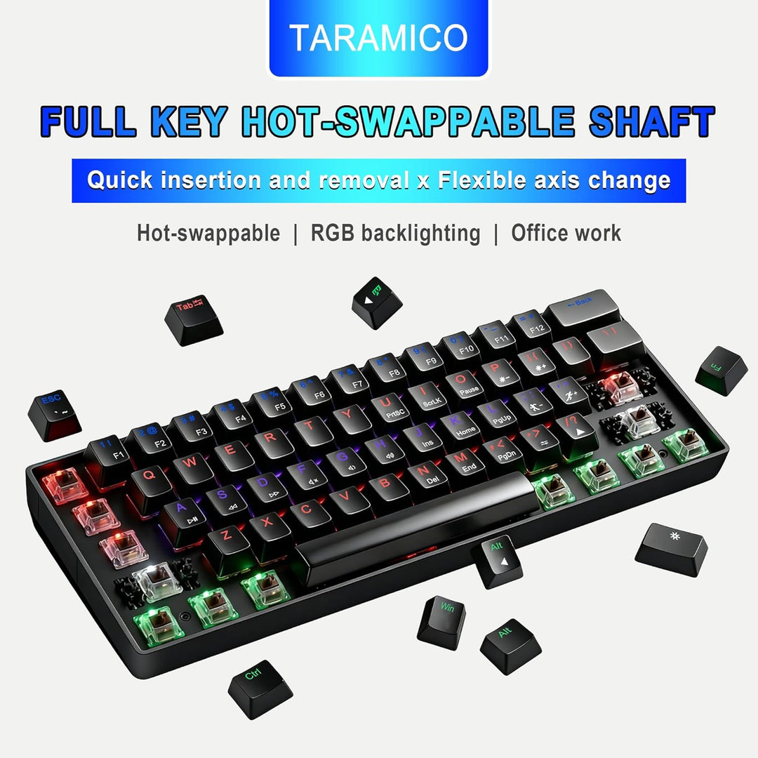 Taramico Teclado 60% para juegos, teclado mecánico RGB con cable ne...