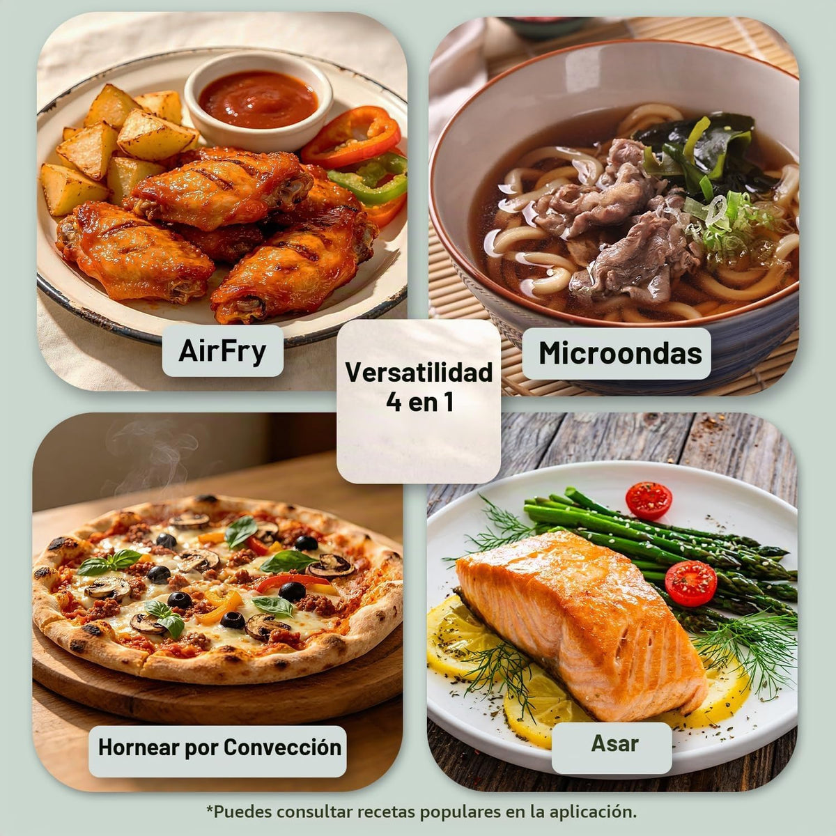Panasonic HomeChef - Combo de freidora de aire para microondas 4 en 1, ahorro de tiempo, 20 presets + recetas vinculadas a la aplicación, inversor de 1000 W, 1.2 pies cúbicos