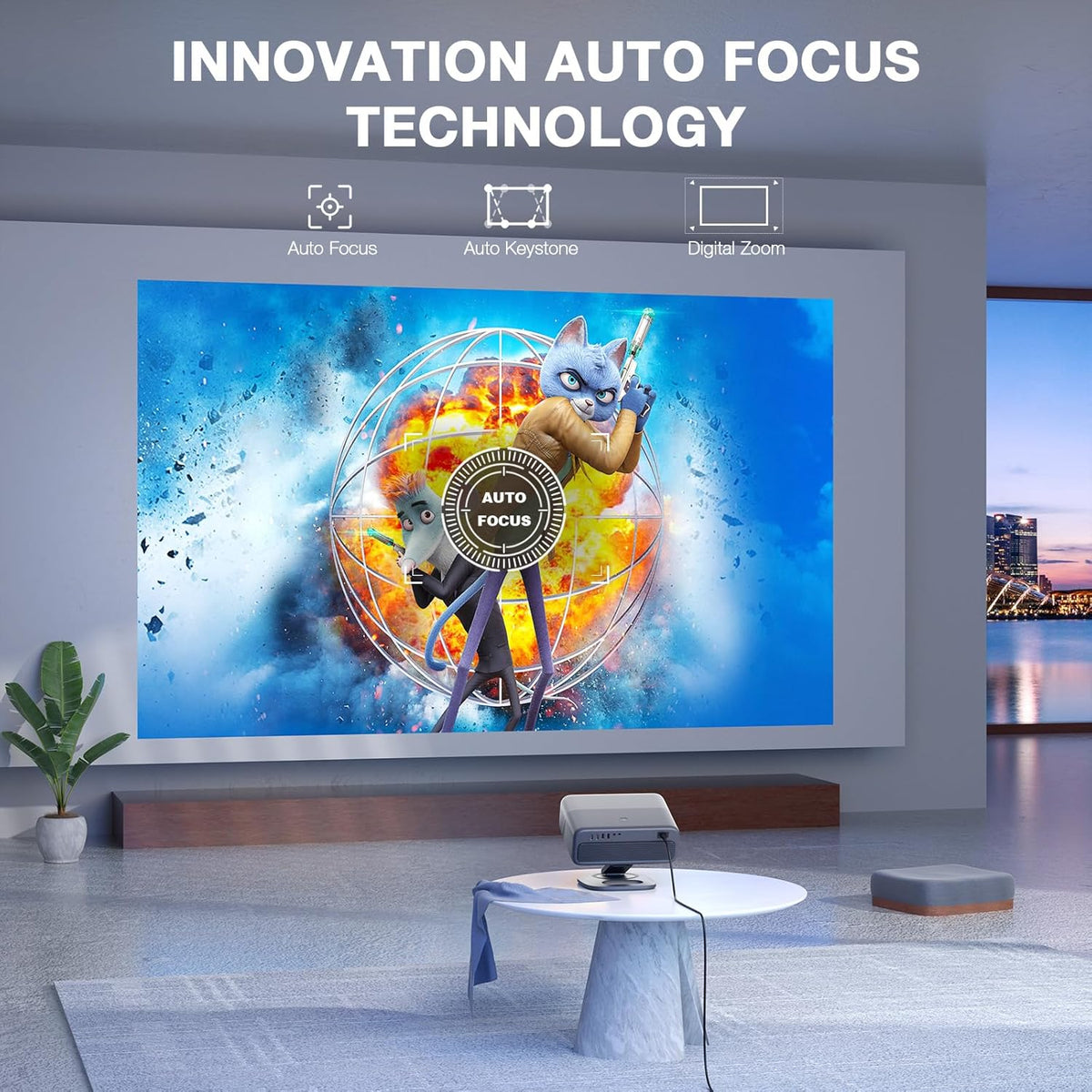 [Aplicación con licencia oficial y 2500 ANSI] Proyector 4K con WiFi...