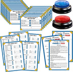 Juego de peleas familiar con 2 zumbadores de respuesta, divertido juego de cartas de preguntas para preguntas y preguntas para la noche de juegos familiares, reuniones de vacaciones, fiestas y