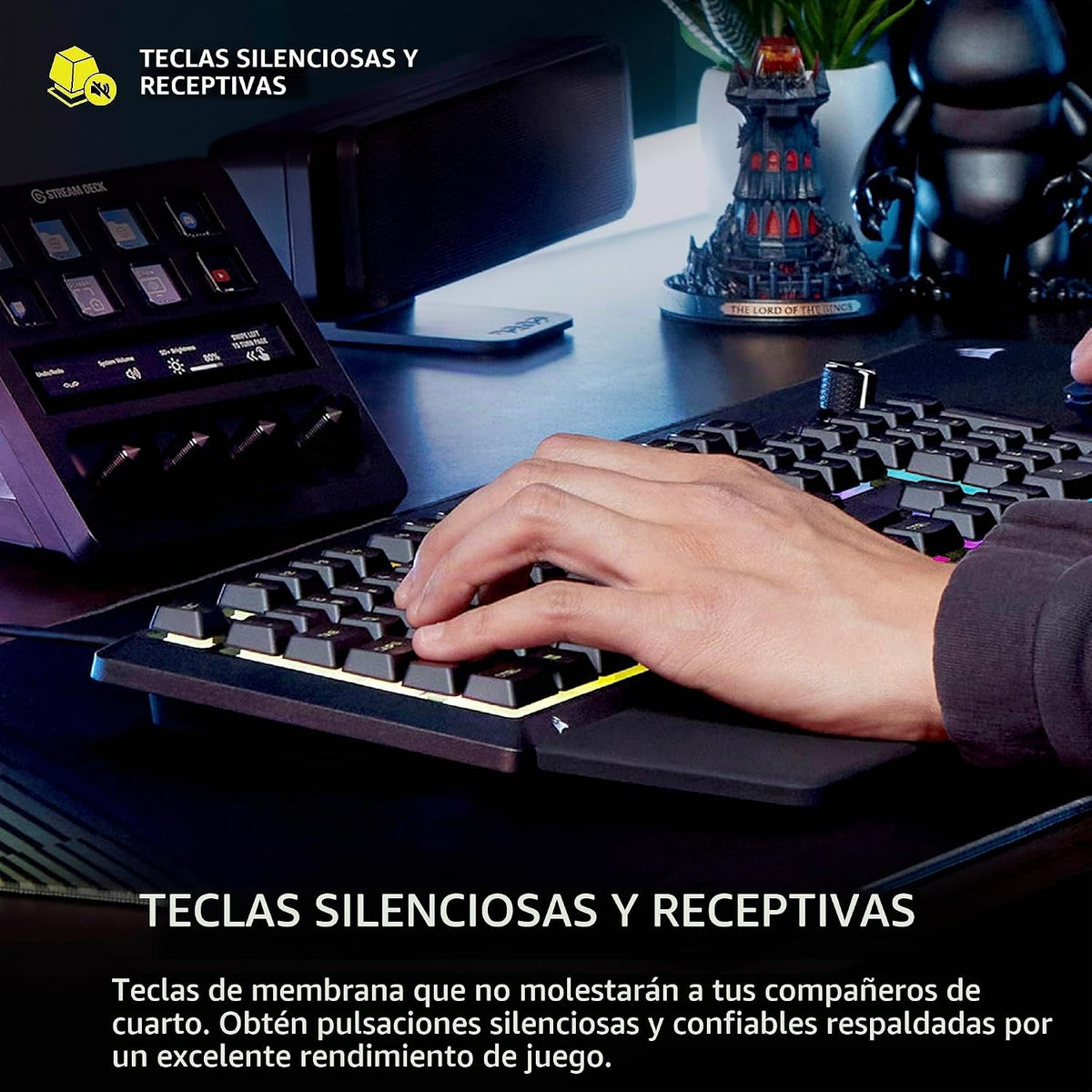 Corsair Teclado para juegos Skiff 100 silencioso RGB con cable - US QWERTY