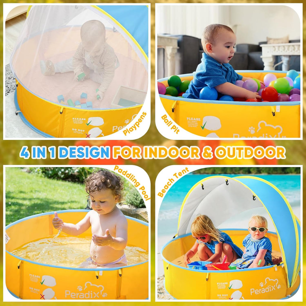 Peradix - Tienda de campaña de playa, piscina infantil para niños y mascotas con toldo de sombra UV