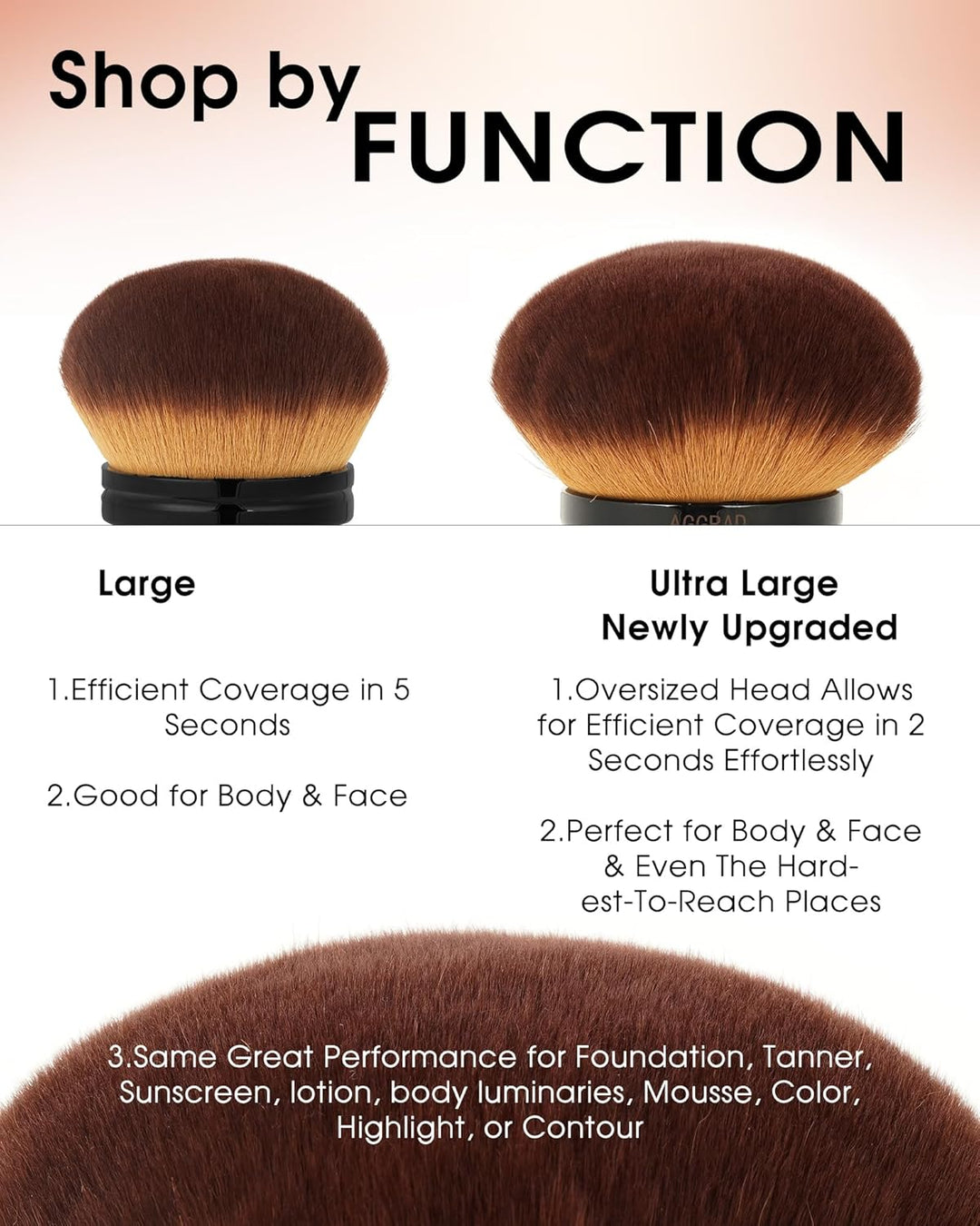 Brocha de maquillaje corporal extra grande, brocha autobronceadora...