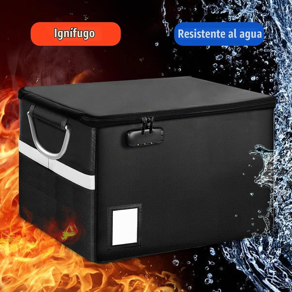 TOMKID Caja de documentos ignífuga, caja de archivos ignífuga con tapas, caja organizadora de documentos importante con cerradura, organizador de carpetas de archivos portátil con asa, 1 carpeta