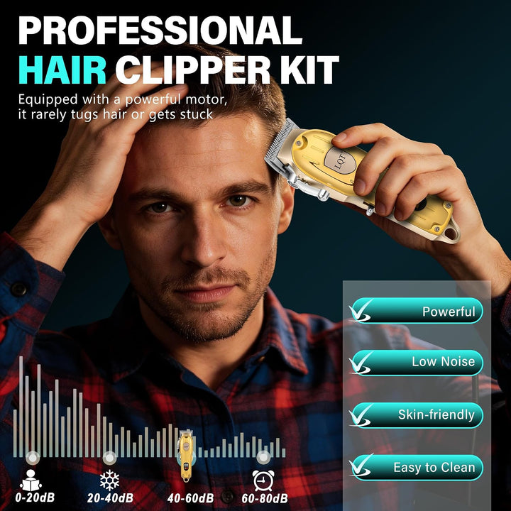 Cortapelos para hombres con pantalla LED, kit de aseo inalámbrico d...