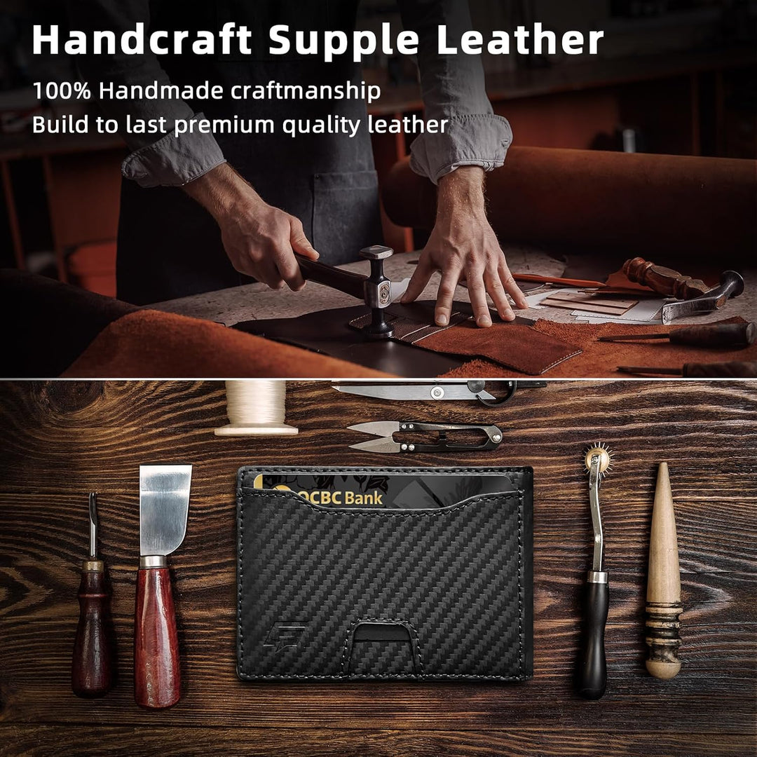 ECOZATU Cartera Minimalista Delgada para Hombres - Cartera con Clip...