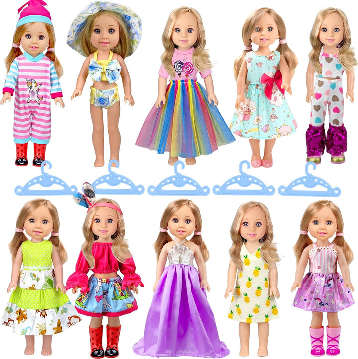 WONDOLL 10 juegos de ropa para muñecas americanas de 14 pulgadas, c...