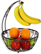 SimpleHouseware Canasta de frutas con colgador de árbol de plátano, de color bronce