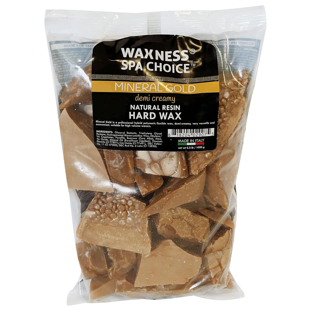 Waxness Spa Choice - Cuentas de cera dura cremosa de oro mineral, 2...