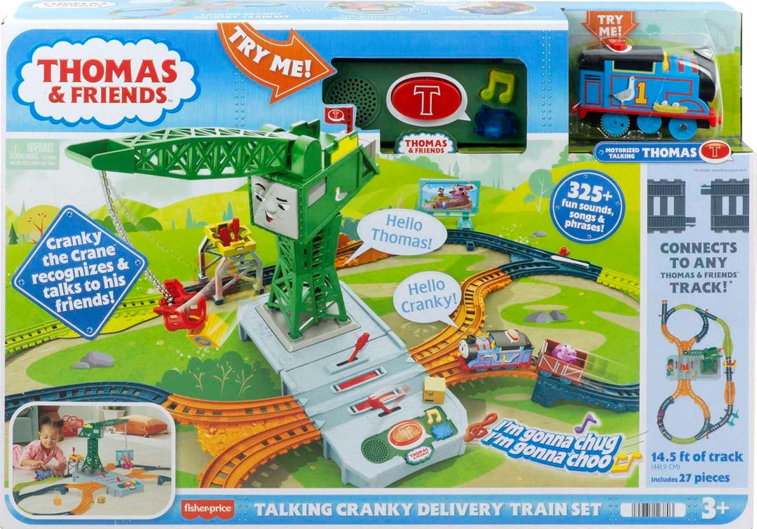Thomas &amp; Friends Juego de tren de juguete motorizado, Cranky Pa...
