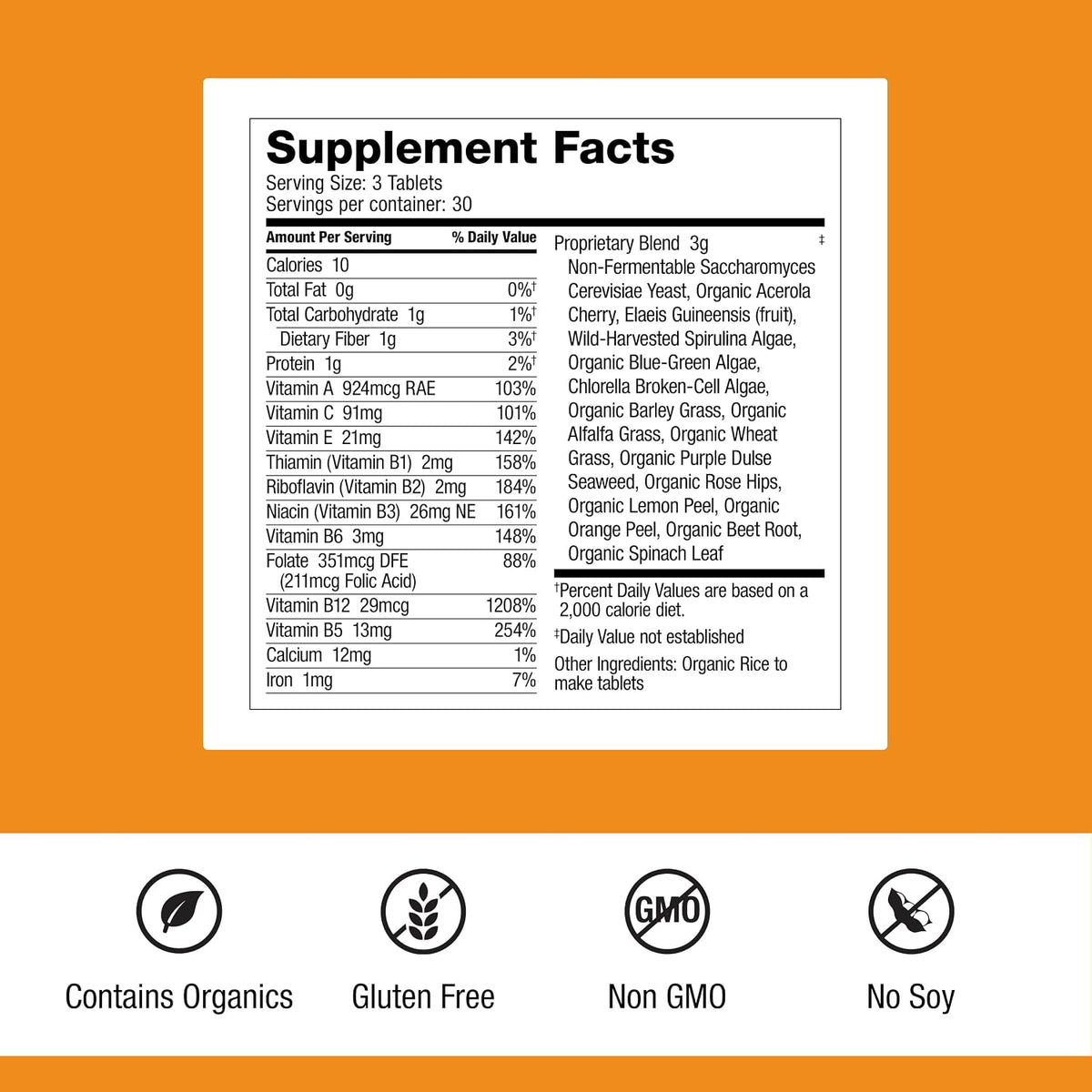 Dr. Schulze's SuperFood 100 tabletas multivitamínicas diarias, 90 unidades, Sin sabor