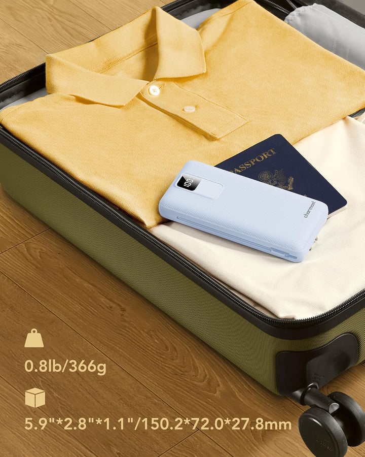 Charmast Cargador portátil de 20000mAh con cables incorporados y en...