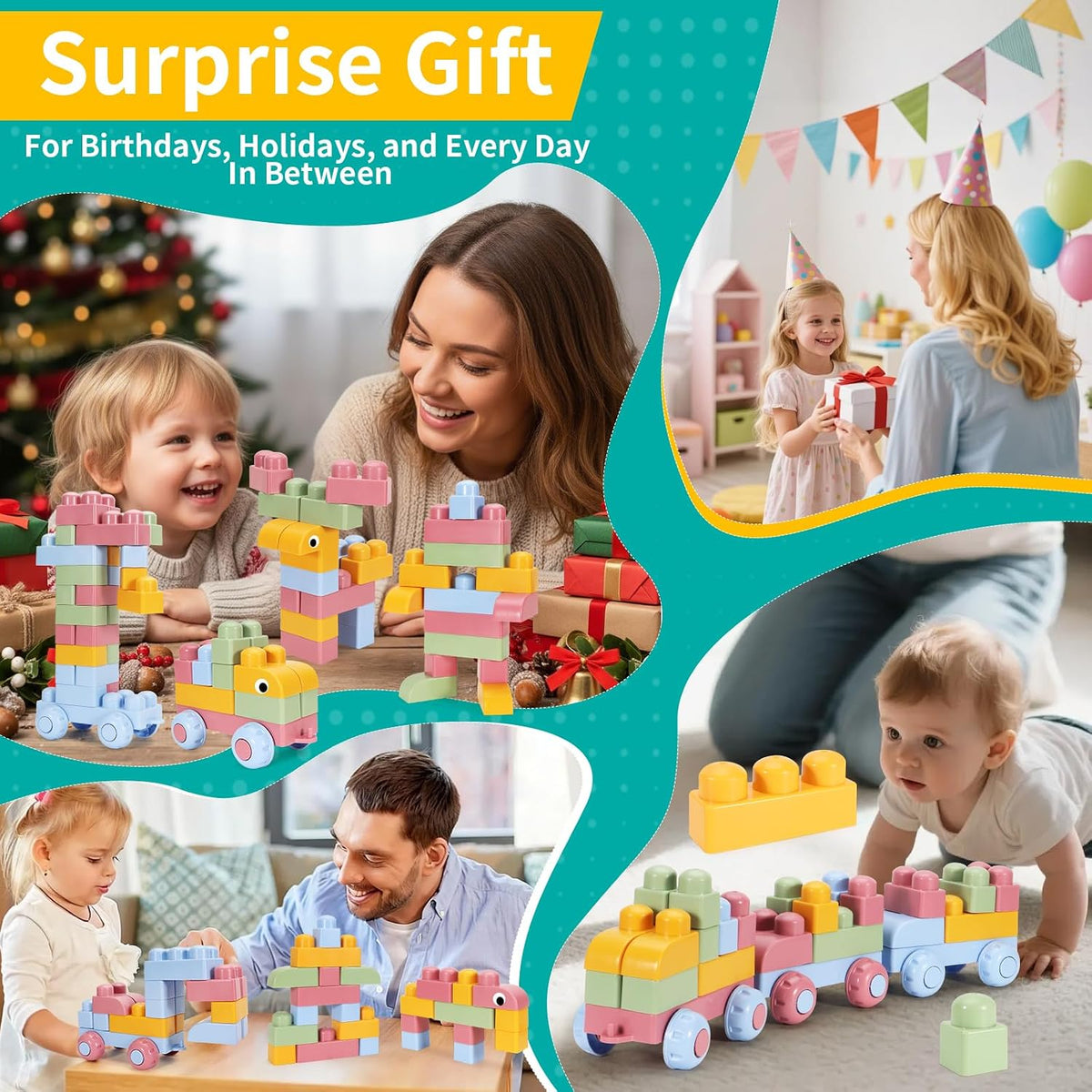 Mega bloques multicolores para niños pequeños de 1 a 3 bloques de