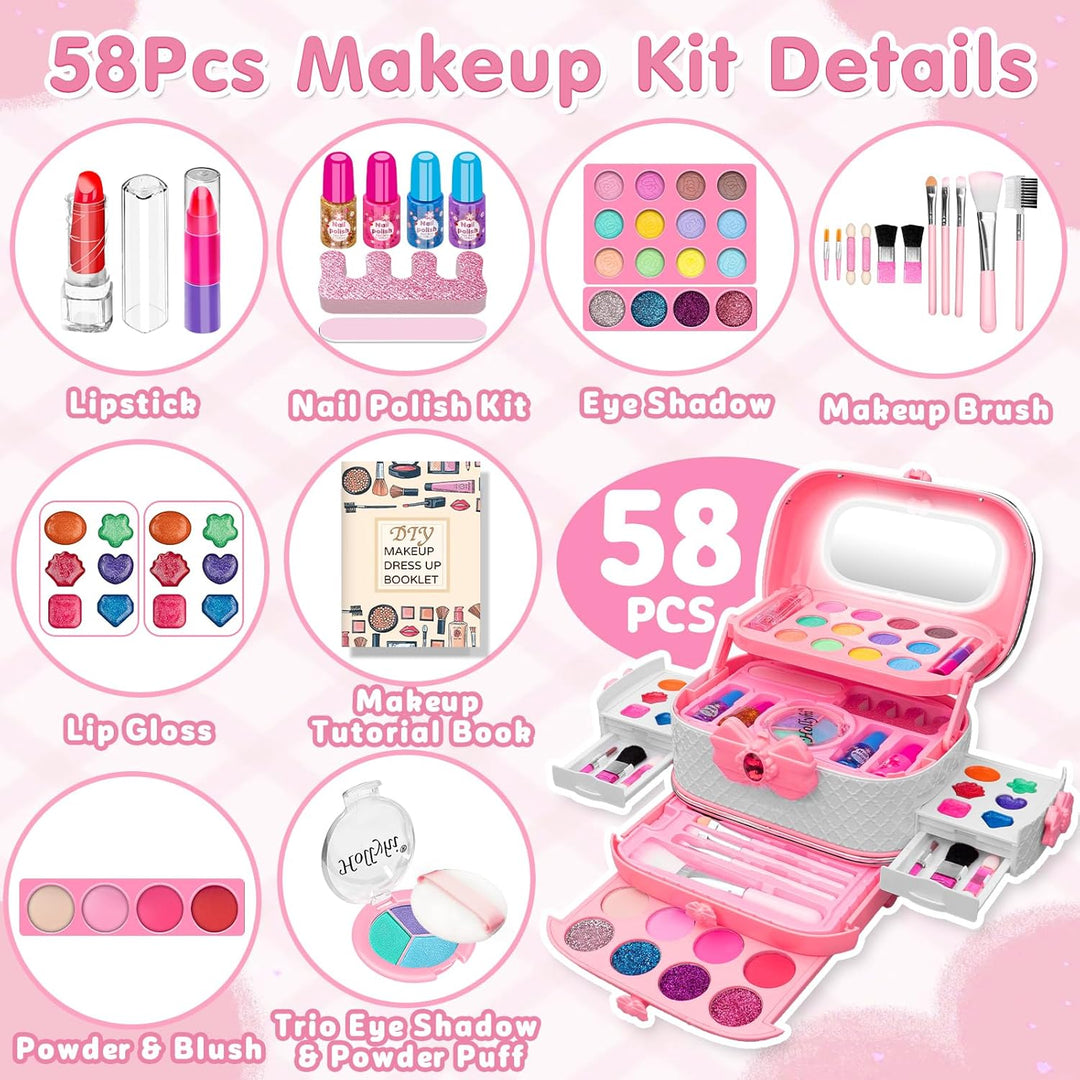 Kit de maquillaje infantil de 58 piezas para niña, juego de cosméti...