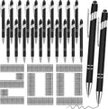Yeaqee 200 Piezas Bolígrafo a granel con Punta táctil clic, Negro