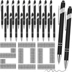 Yeaqee 200 Piezas Bolígrafo a granel con Punta táctil clic, Negro