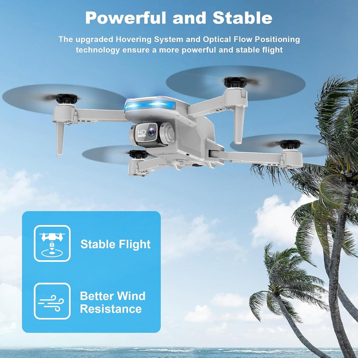 Drone con cámara 1080P - Drone plegable RC Quadcopter FPV con control
