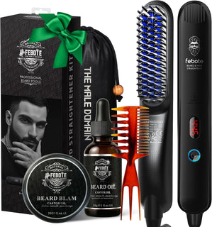 Cepillo iónico calentado para alisar el cabello para hombres, 5 aju...