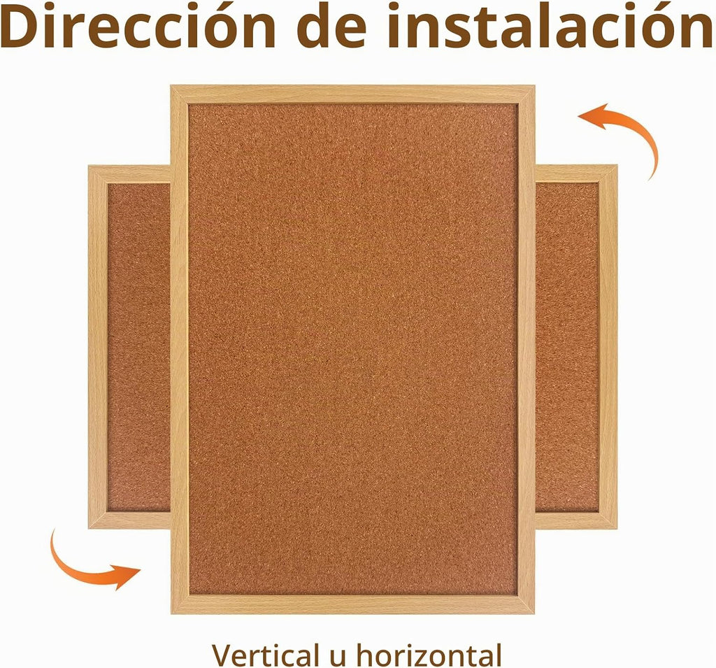 Tablón de anuncios de corcho, 24 x 36 pulgadas con marco de acabado de madera de roble, para pared, oficina, hogar y escuela