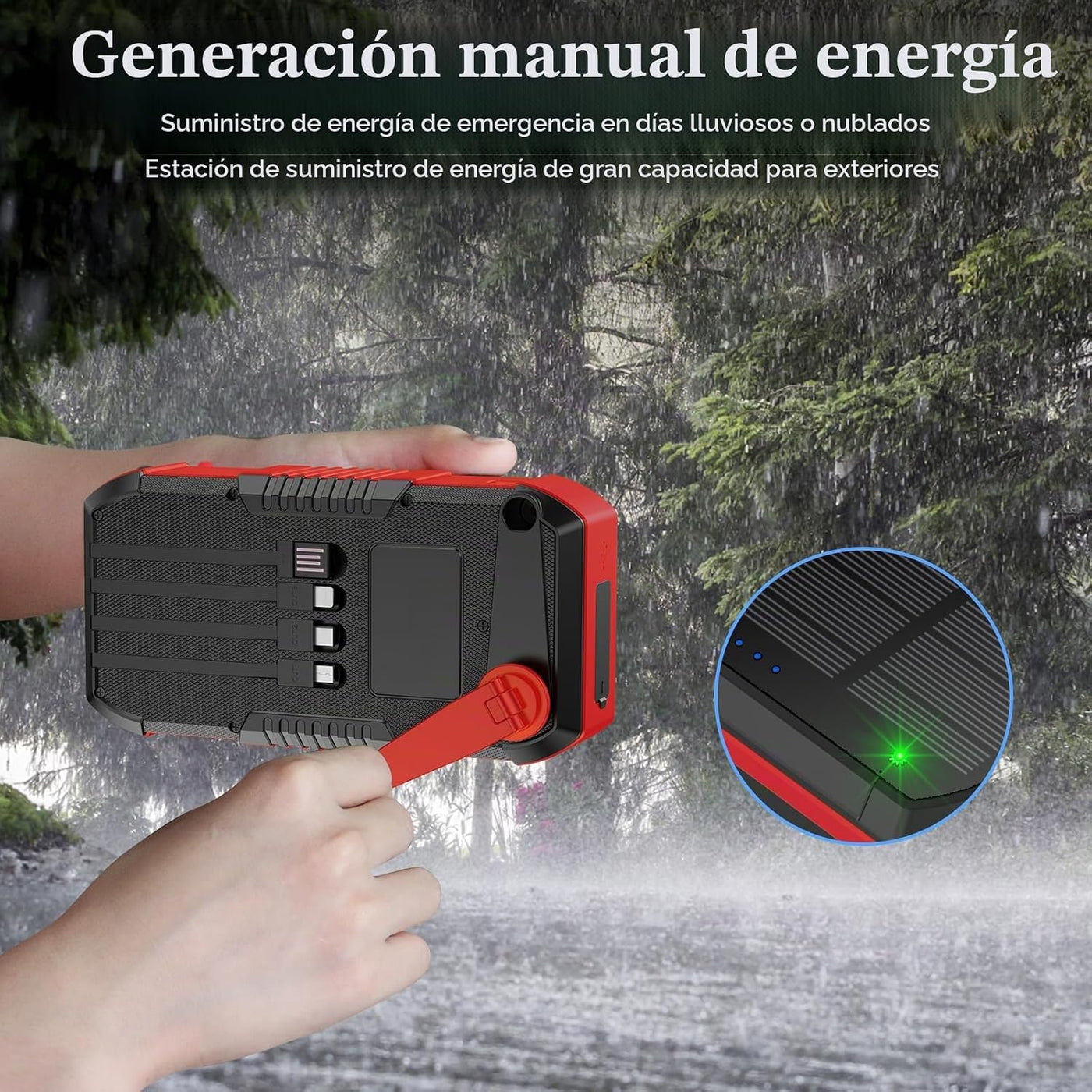 kigoker Banco de energía solar de 66800 mAh con manivela de mano in...