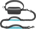 Correa para perro manos libres con bolsa con cremallera, doble asa acolchada y bungee duradero para caminar, trotar y correr con tu perro (Mediano, 3.6-11.3 kg, Negro)