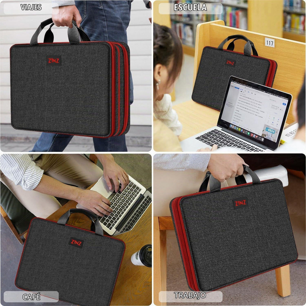 ZINZ Funda delgada expandible para laptop de 15.6 pulgadas, funda m...