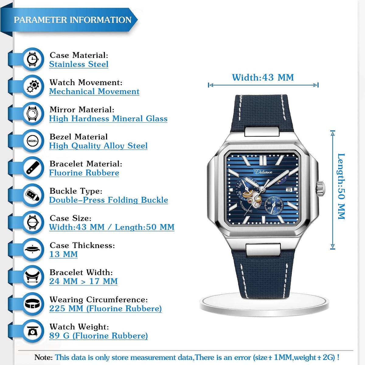 Reloj Automático Mecánico para Hombre, Relojes de Pulsera para Hombre, Diseño Cuadrado, Moda