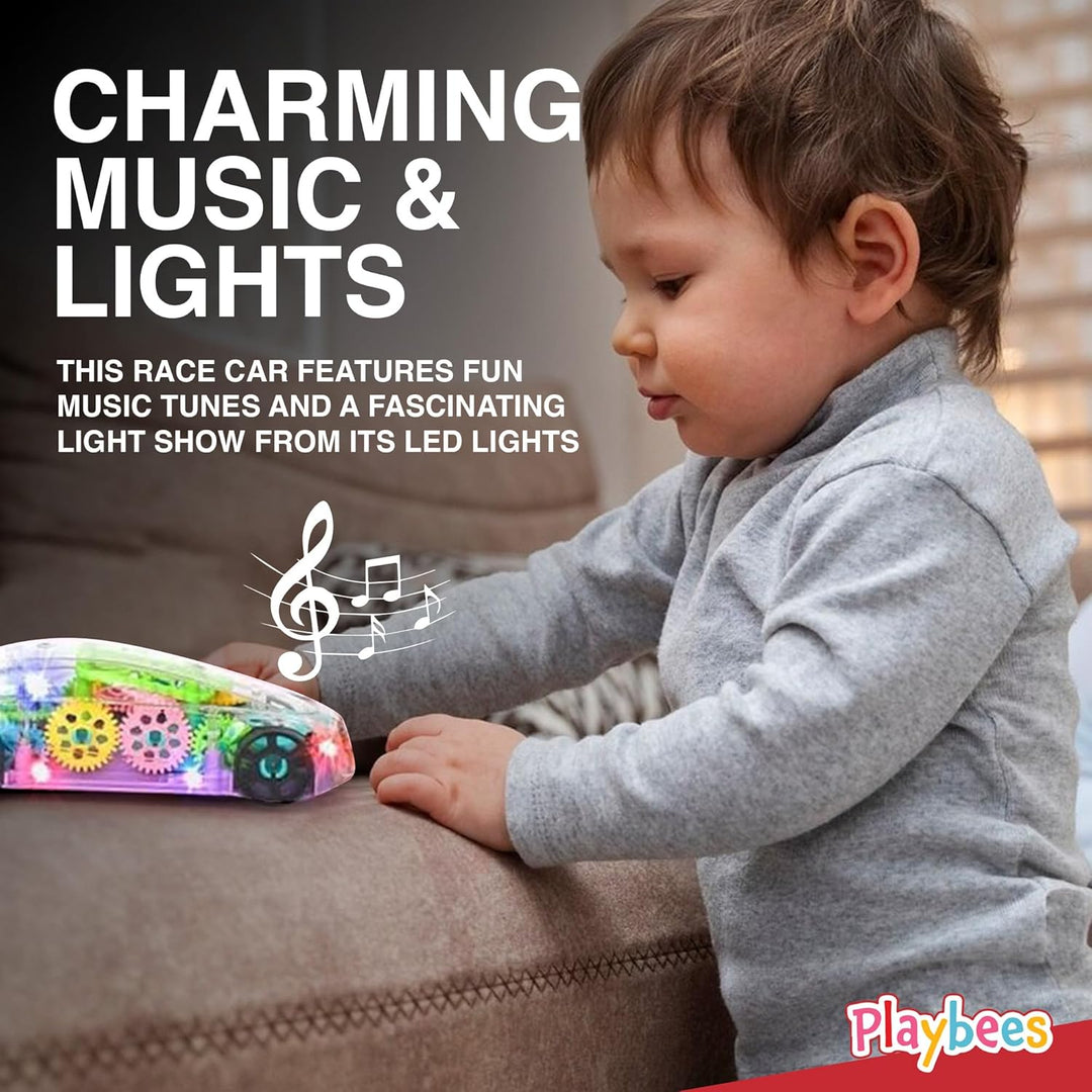 Playbees Juguete de coche transparente iluminado juguetes