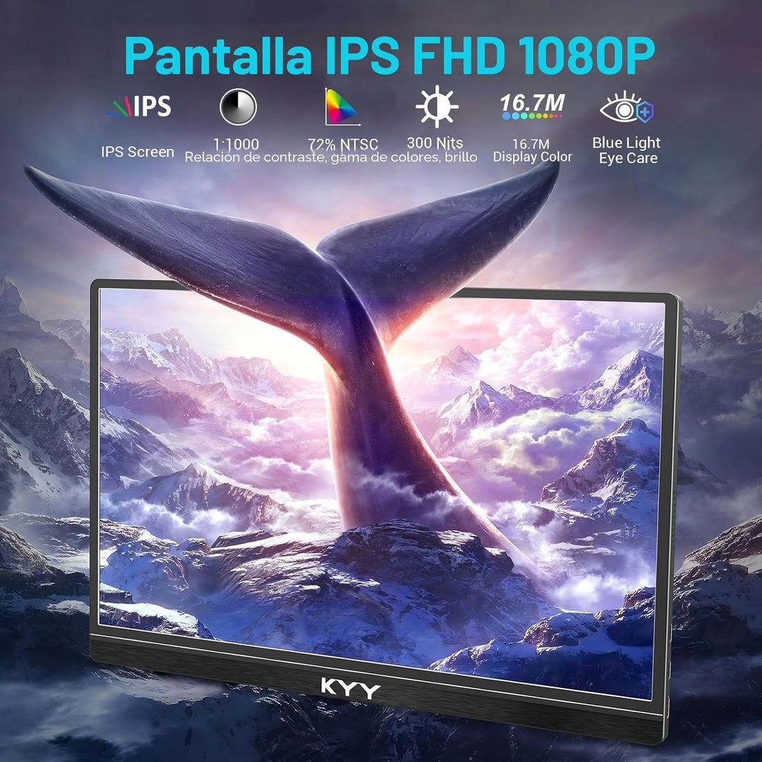 Monitor portátil KYY 15.6 '' FHD 1080P USB C HDMI Monitor para jueg...