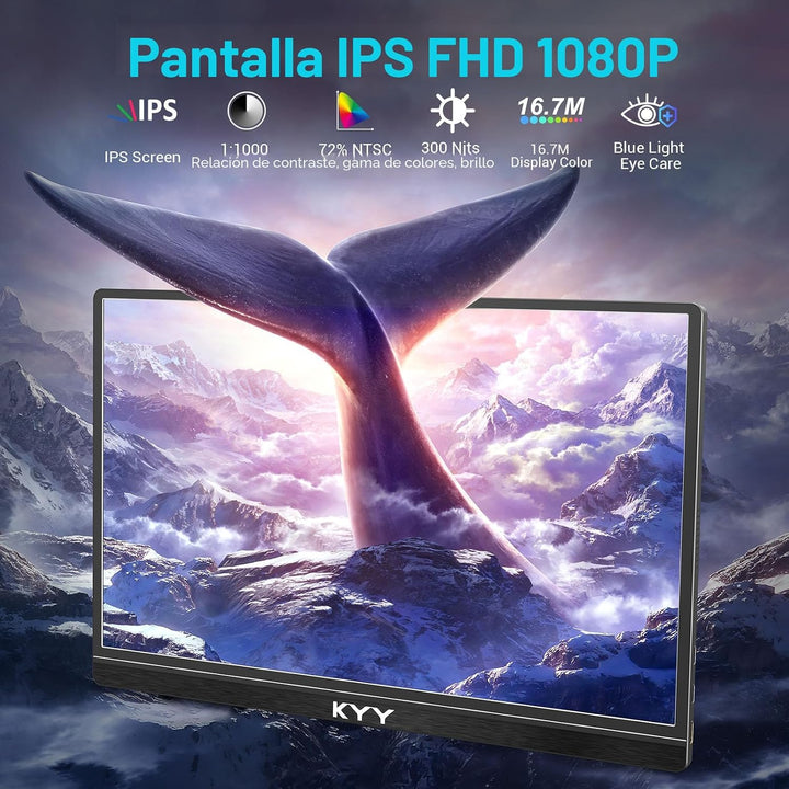 Monitor portátil KYY 15.6 '' FHD 1080P USB C HDMI Monitor para jueg...