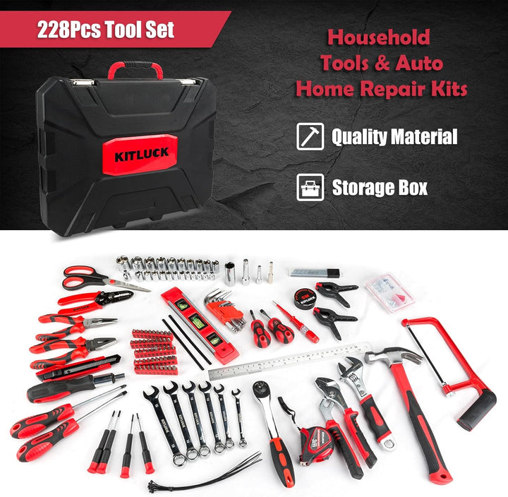 KITLUCK Kit de herramientas para el hogar de 228 piezas, juego de h...