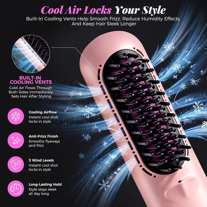 Go Brush Pro 2026, Cordless Hair Straightener Brush, Mini Hair Stra...