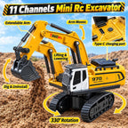 2P Mini Excavadora RC y camión volquete juguete conjunto, construcción