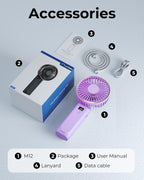 TUNISE Ventilador portátil de mano, 4000mAh, 180 ajustable, 6 veloc...