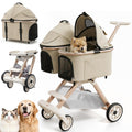 Paseador doble para mascotas con 2 transportines desmontables para perros y gatos pequeños y medianos