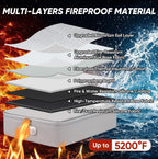 BALEINE Caja de documentos ignífuga con cerradura, bolsa portátil ignífuga para documentos, impermeable, cajas de archivos a prueba de fuego para documentos, caja organizadora de archivos para papeleo