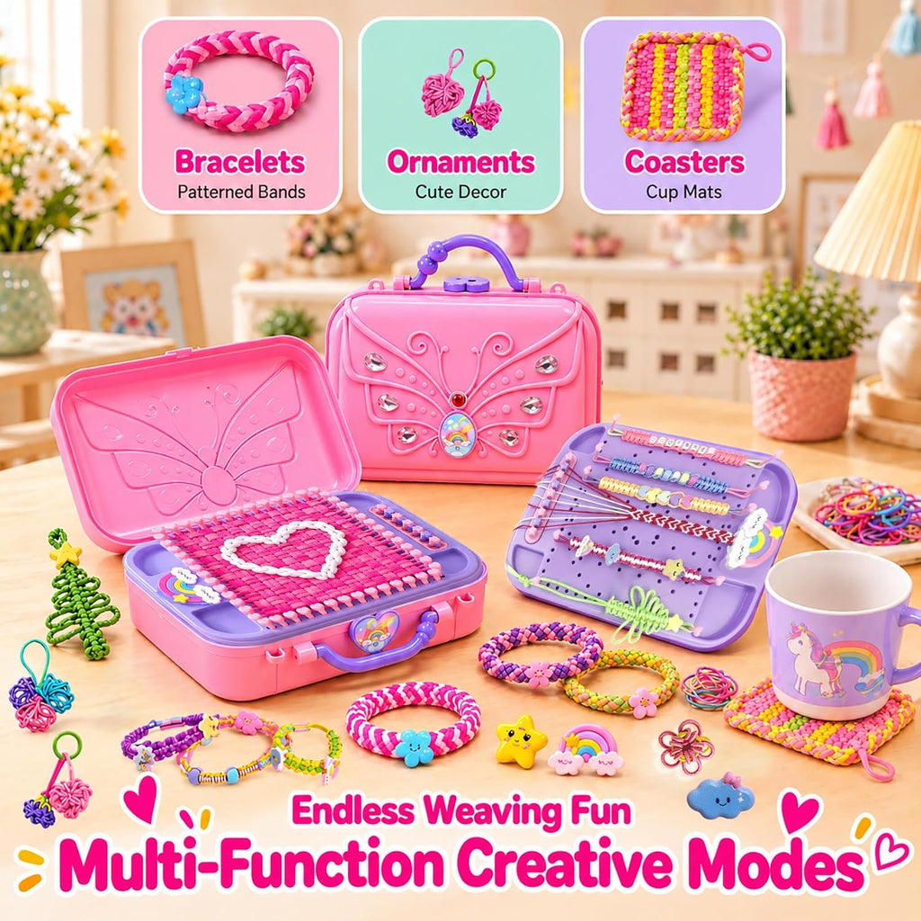Kit de Pulseras de Amistad Multifuncional para Hacer con Telar de Tejeduría para Niñas de 6–12
