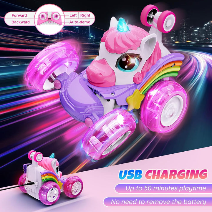 Motivekit Coche de juguete a control remoto de unicornio para niña,...