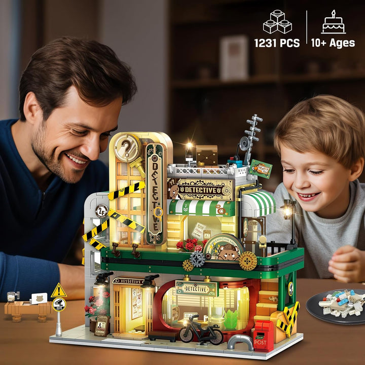 Juego de construcción de agencia de detectives con luz LED