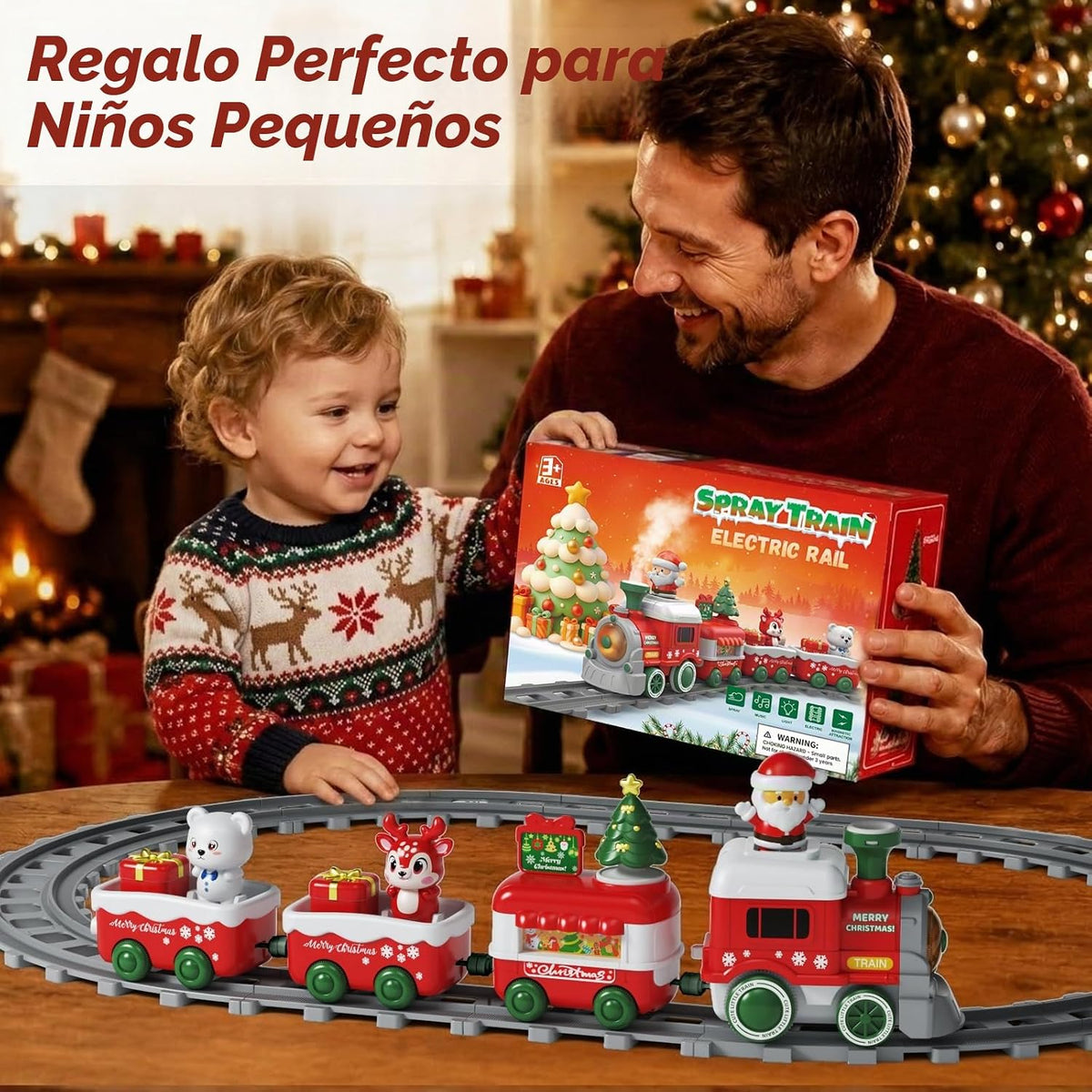 Dimoarch Juego de tren de juguetes navideños para niños y niñas de 1, 2 y 3